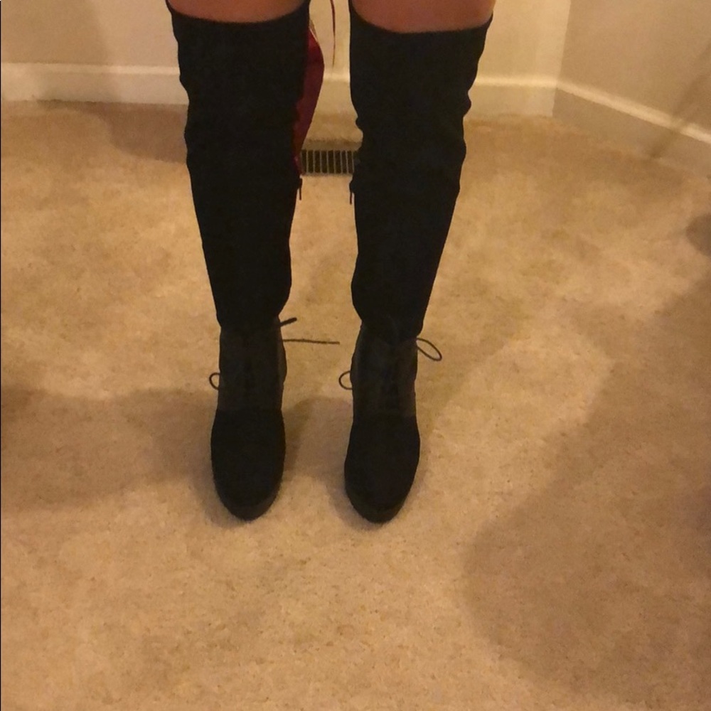 Jennifer Lopez 5” Stiletto Suede Knee High Boots